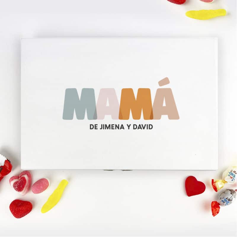 Caja de Dulces Mamá Colores con Texto personalizada