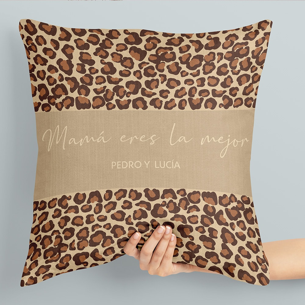 Cojín Animal Print con Texto personalizado