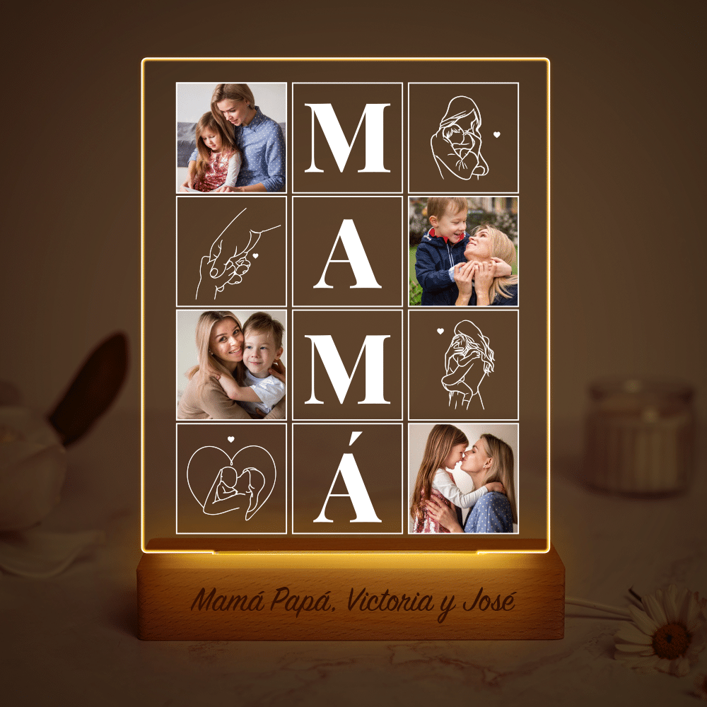 Lámpara Mamá con Cuatro Fotos y Siluetas personalizada