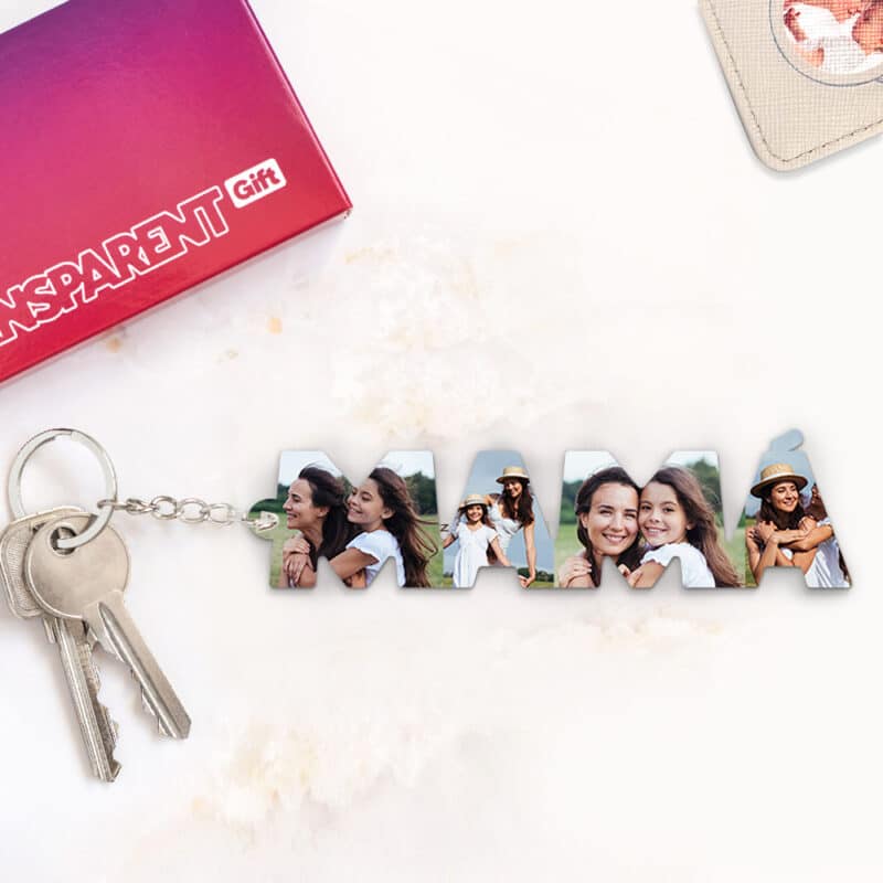 Llavero con Fotos en letras Mamá personalizado