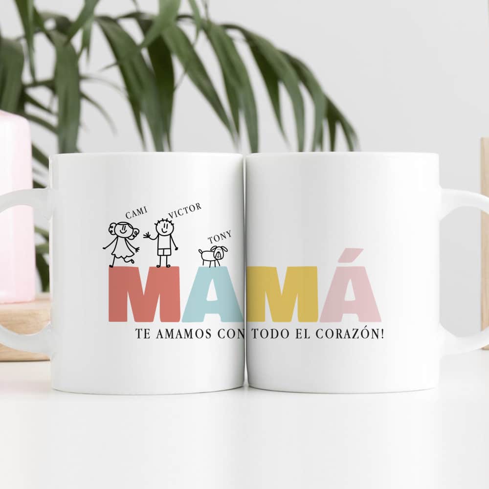 Taza Mamá Dibujos con Nombres personalizada