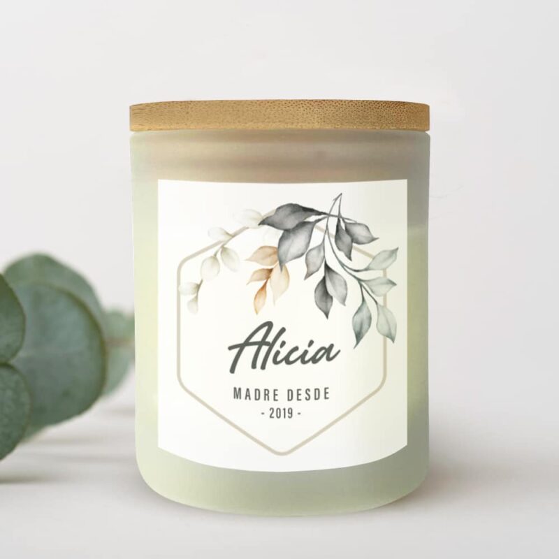 Vela Hojas con Textos personalizada Vela Hojas con Textos personalizada