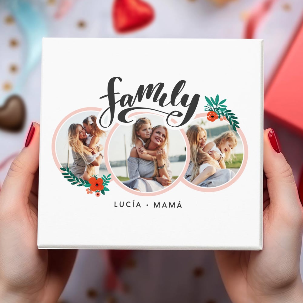 Caja de Bombones Family con Fotos personalizada