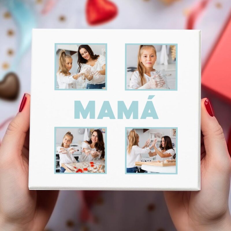 Caja de Dulces Mamá con Cuatro Fotos personalizada