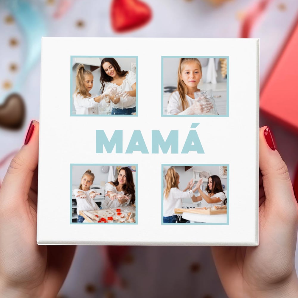 Caja de Bombones Mamá con Cuatro Fotos personalizada