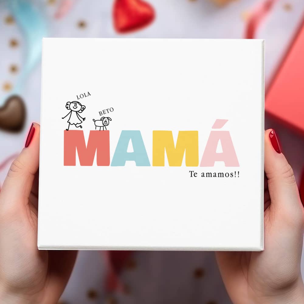 Caja de Bombones Mamá Dibujos con Nombres personalizada