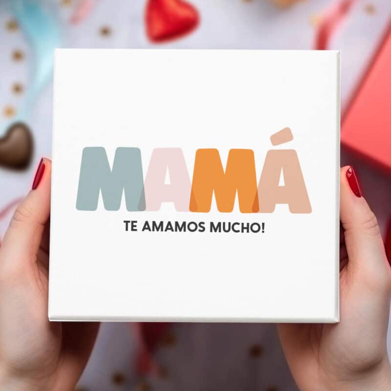 Caja de Bombones Mamá Colores con Texto personalizada