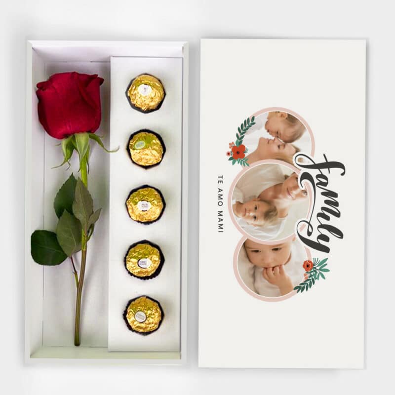 Caja de Bombones con Rosa Family con Fotos personalizada