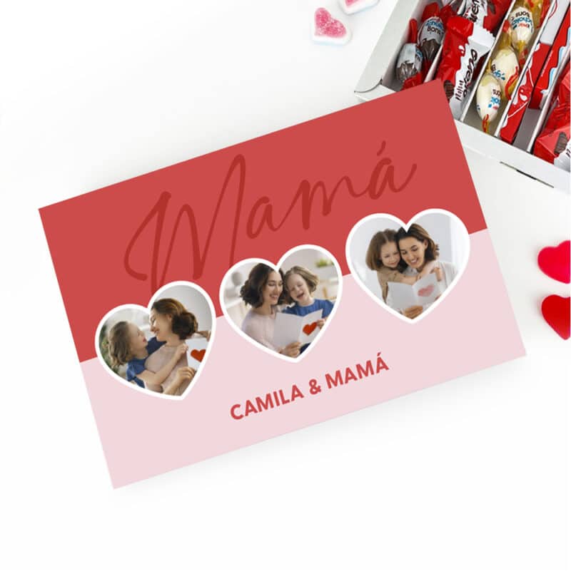 Caja de Dulces Mamá con Tres Fotos personalizada