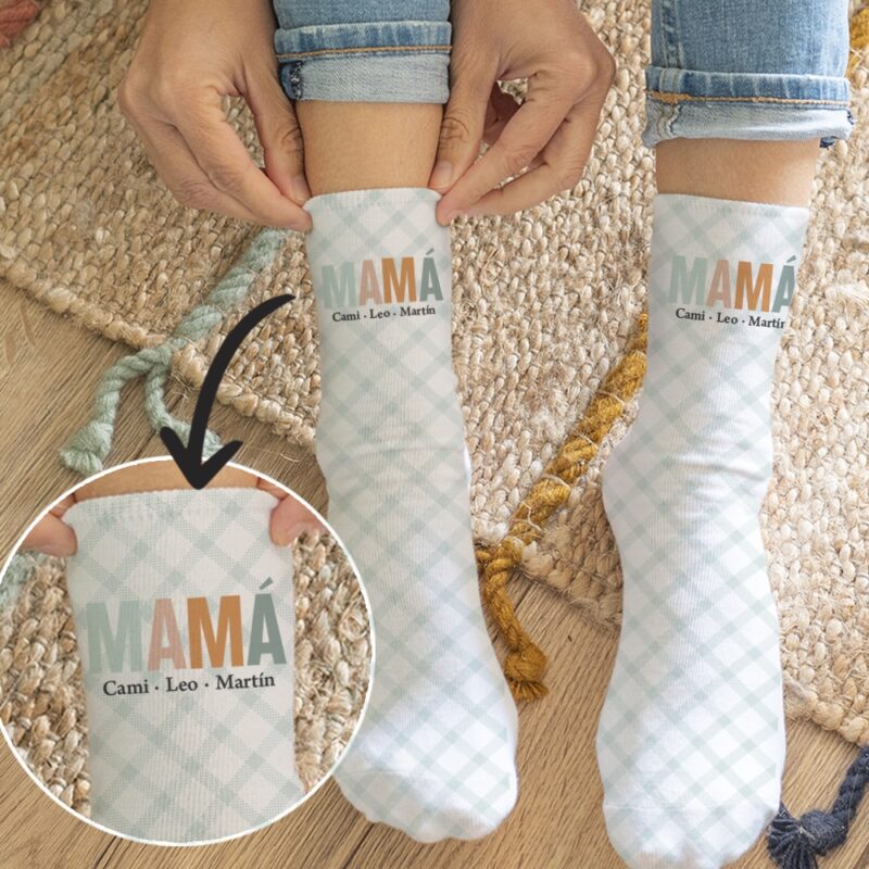 Calcetines Mamá cuadrícula con Nombres personalizados