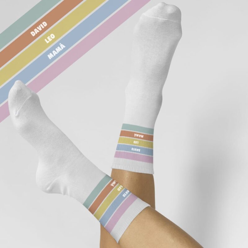 Calcetines Franjas de Colores con Nombres personalizados