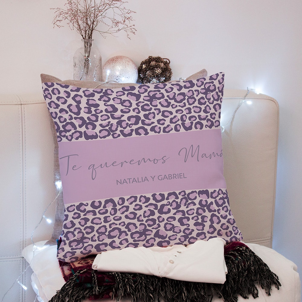 Cojín Animal Print con Texto personalizado