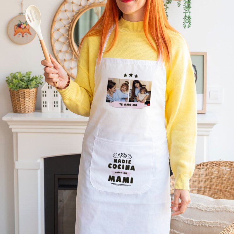 Delantal Nadie cocina como con Fotos personalizado