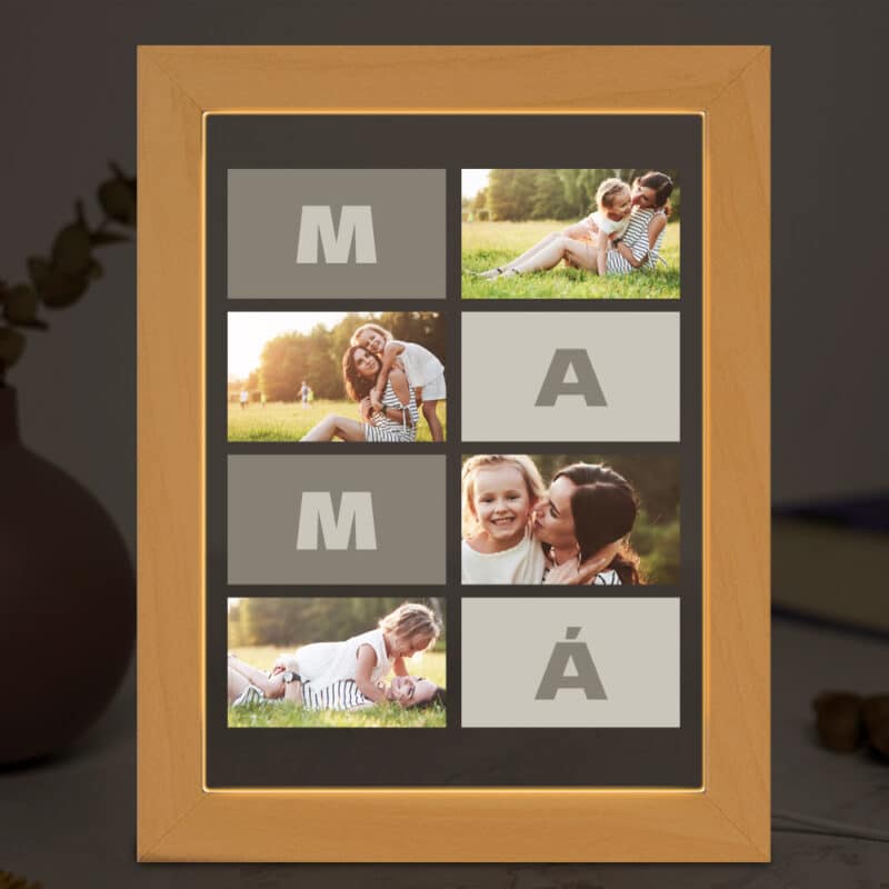 Lámpara Bloques Mamá con Cuatro Fotos personalizada