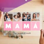 Miniatura de Placa Cubos Horizontales Mamá con Cuatro Fotos y Texto personalizada