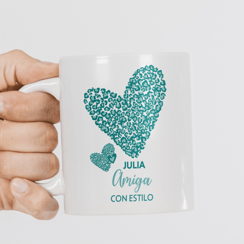 Taza Corazón Estilo con Nombre personalizada