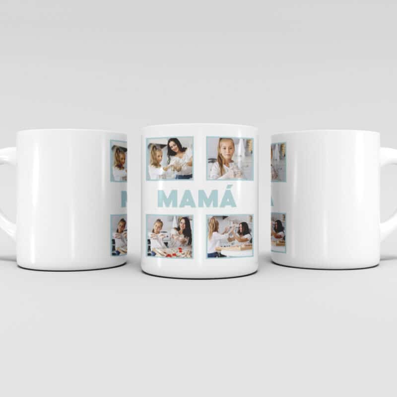 Taza Mamá con Cuatro Fotos personalizada