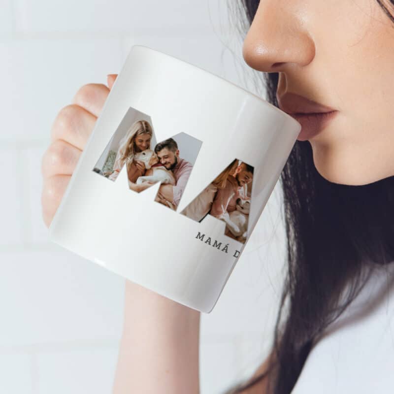 Taza Mamá con Fotos en Letras personalizada