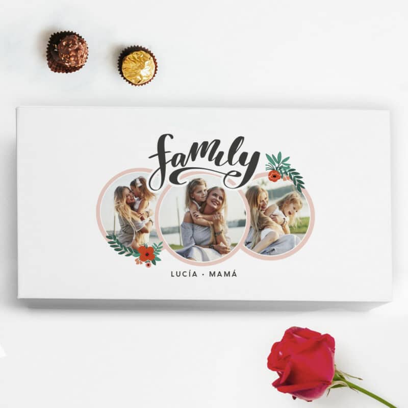 Caja de Bombones con Rosa Family con Fotos personalizada