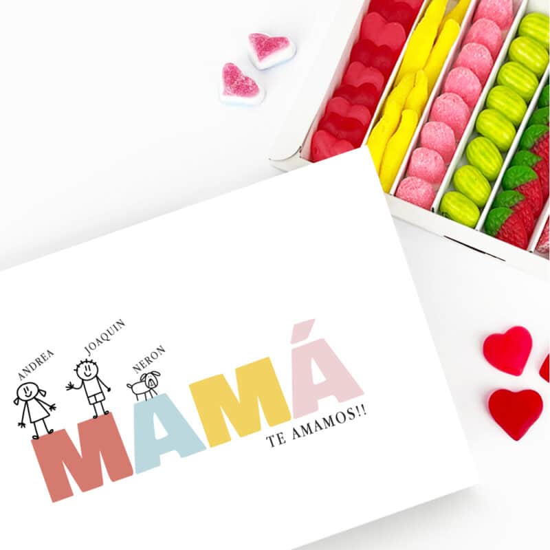 Caja de Dulces Mamá Dibujos con Nombres personalizada