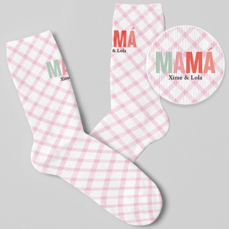 Calcetines Mamá cuadrícula con Nombres personalizados