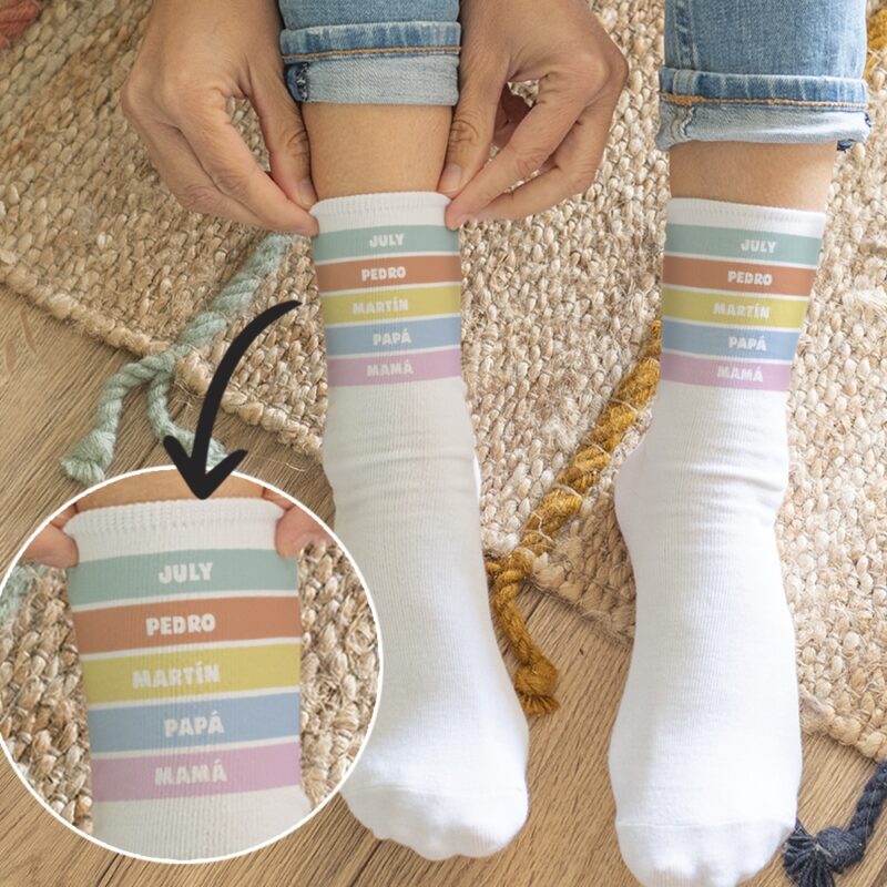 Calcetines Franjas de Colores con Nombres personalizados