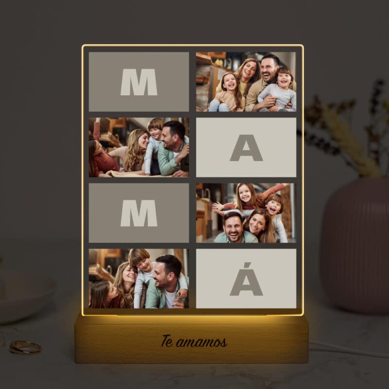 Lámpara Bloques Mamá con Cuatro Fotos personalizada