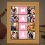 Miniatura de Lámpara Cubos Rosas Mamá con Ocho Fotos personalizada