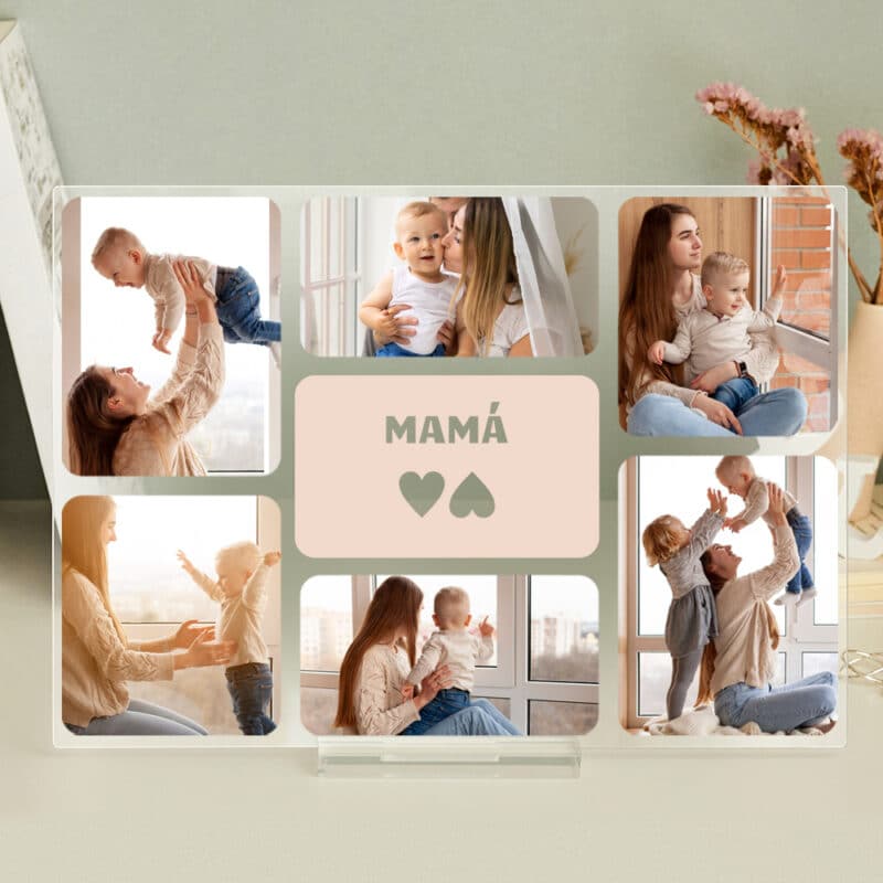 Placa Mamá con Seis Fotos personalizada