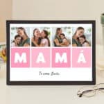 Miniatura de Placa Cubos Horizontales Mamá con Cuatro Fotos y Texto personalizada