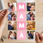 Miniatura de Placa Cubos Rosas Mamá con Ocho Fotos personalizada