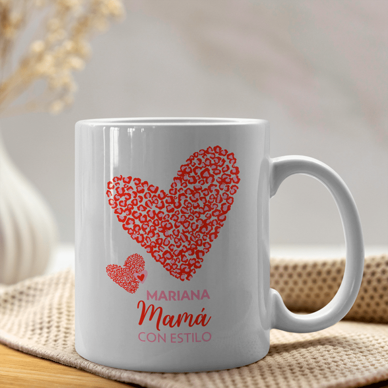 Taza Corazón Estilo con Nombre personalizada