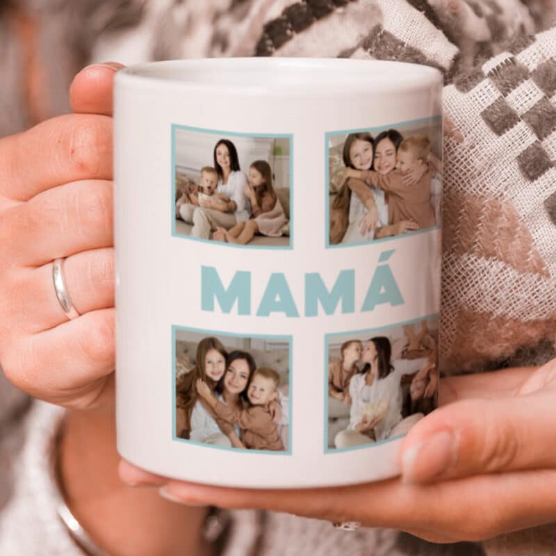 Taza Mamá con Cuatro Fotos personalizada