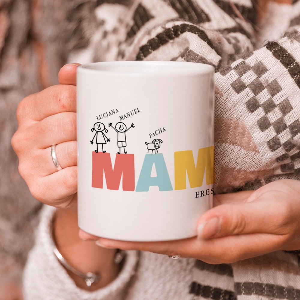 Taza Mamá Dibujos con Nombres personalizada