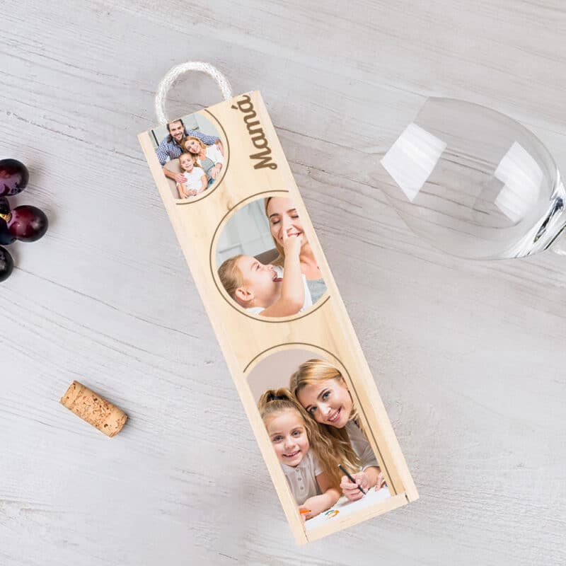 Caja de Vino Círculos con Fotos personalizada