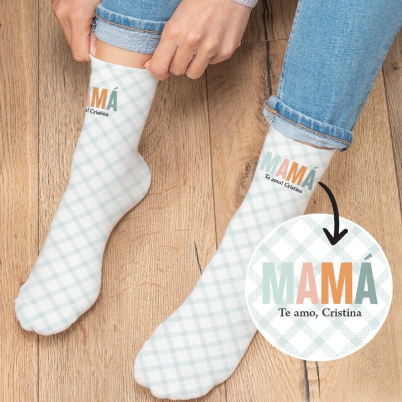 Calcetines Mamá cuadrícula con Nombres personalizados