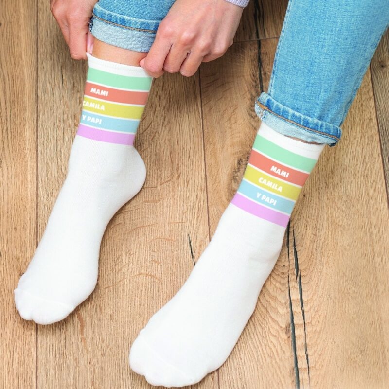 Calcetines Franjas de Colores con Nombres personalizados