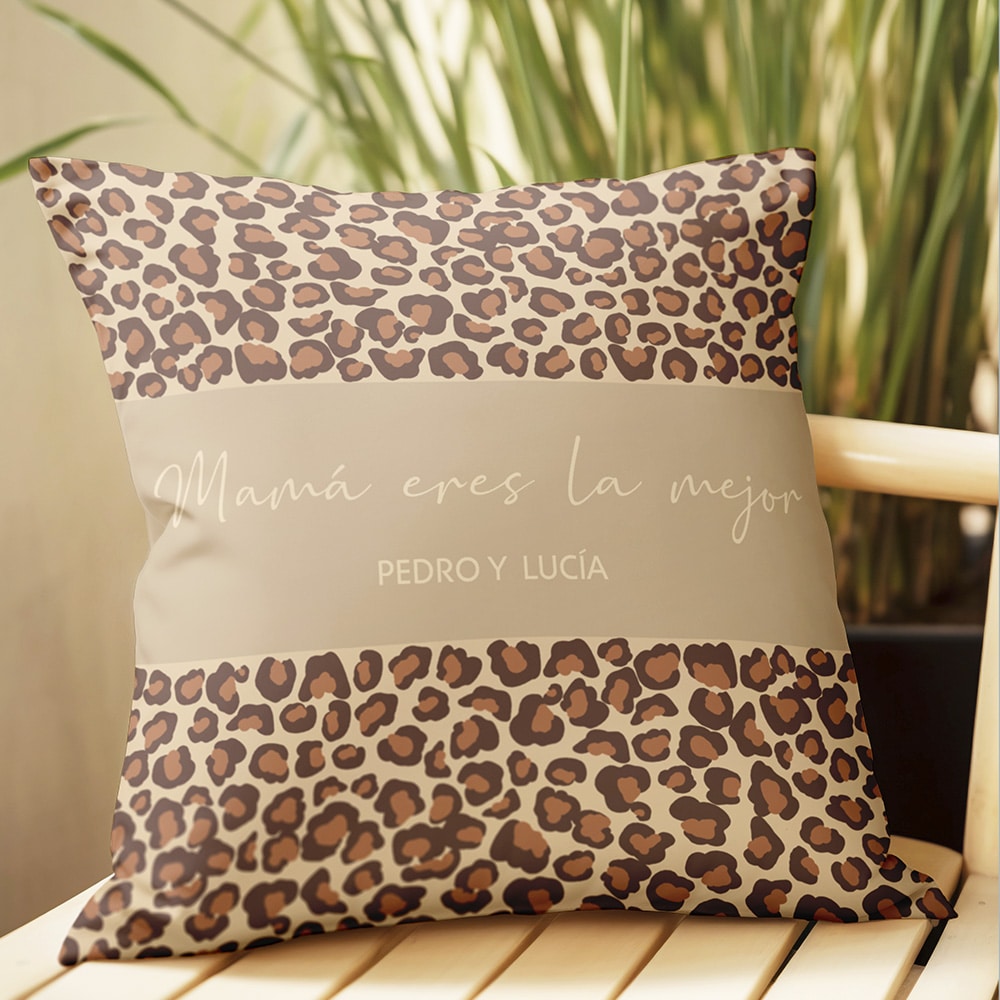 Cojín Animal Print con Texto personalizado