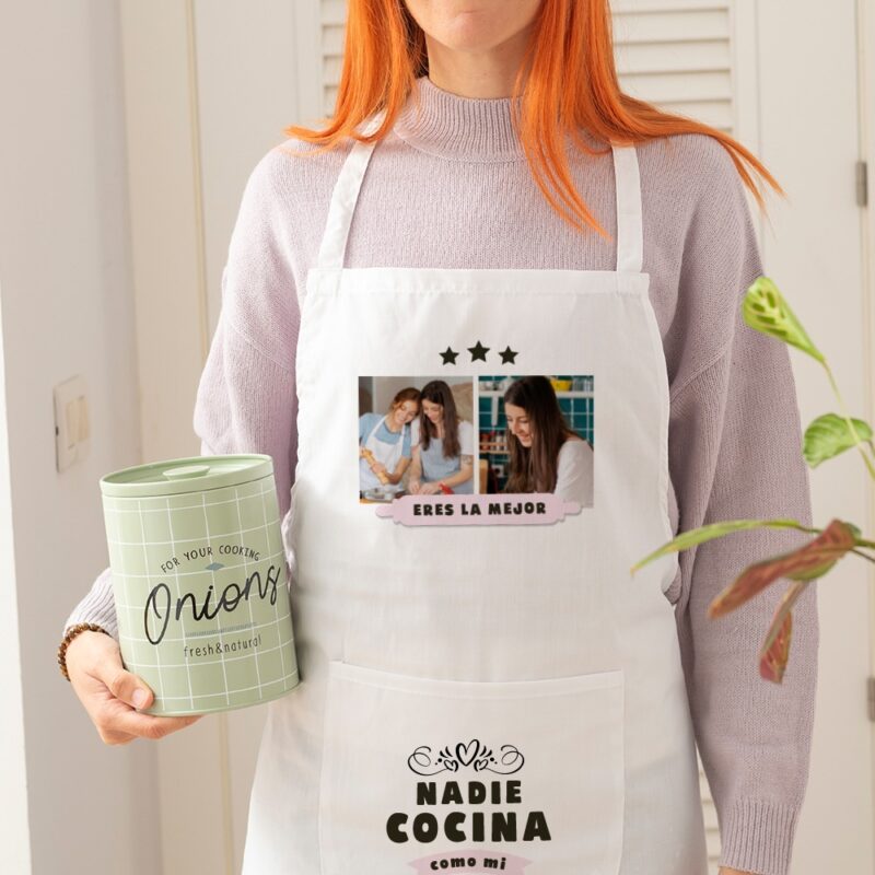 Delantal Nadie cocina como con Fotos personalizado