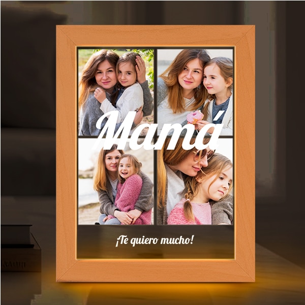 Lámpara Mamá Collage con Cuatro Fotos personalizada