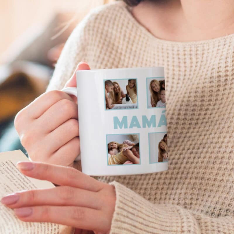 Taza Mamá con Cuatro Fotos personalizada