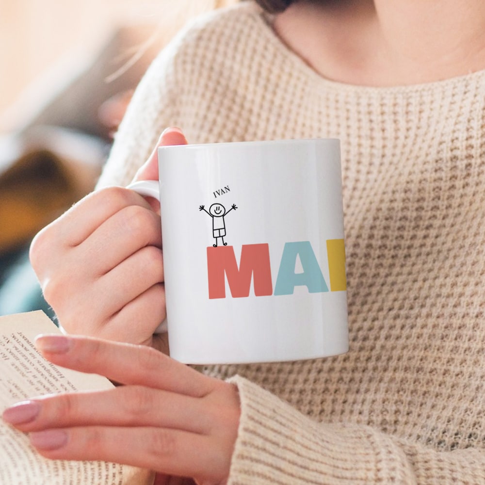 Taza Mamá Dibujos con Nombres personalizada