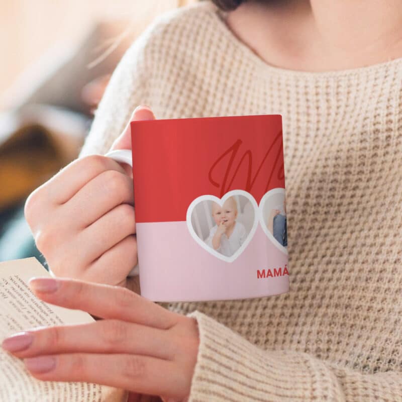 Taza Corazones con Fotos y Nombres personalizada