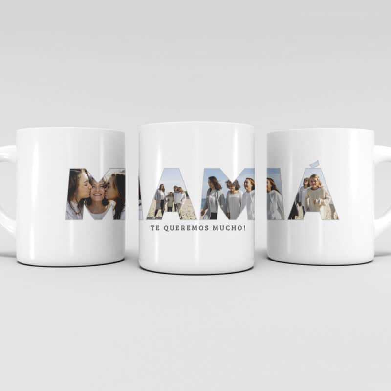 Taza Mamá con Fotos en Letras personalizada