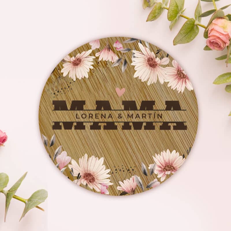 Vela Mamá Flores con Texto en Tapa personalizada