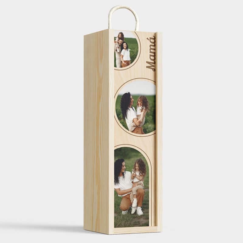 Caja de Vino Círculos con Fotos personalizada