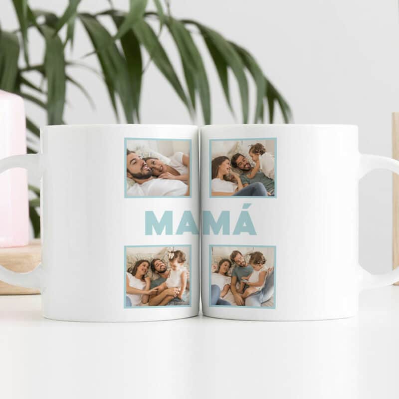 Taza Mamá con Cuatro Fotos personalizada