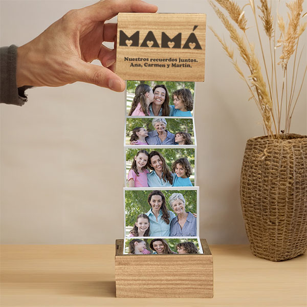 Caja de Fotos Acordeón Mamá Corazones con Texto personalizada