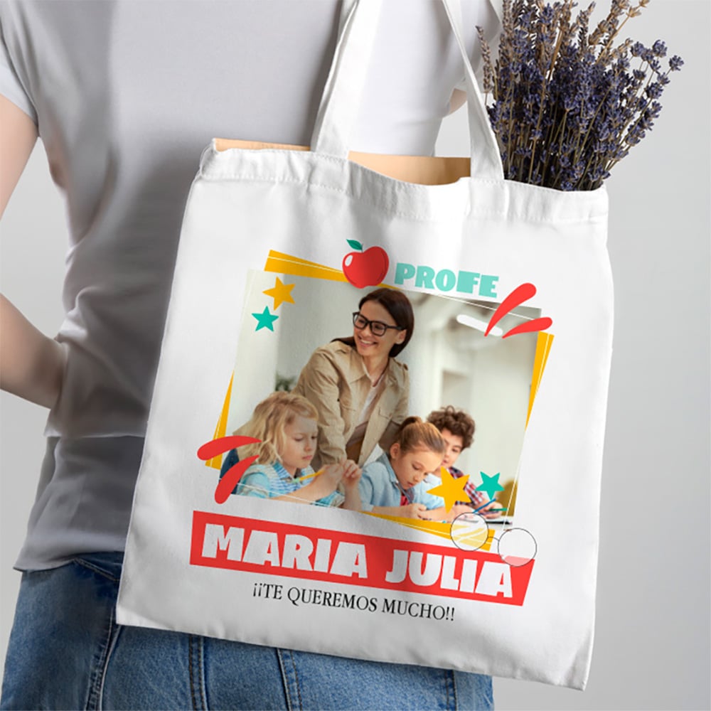 Tote Bag con Foto y Texto personalizada