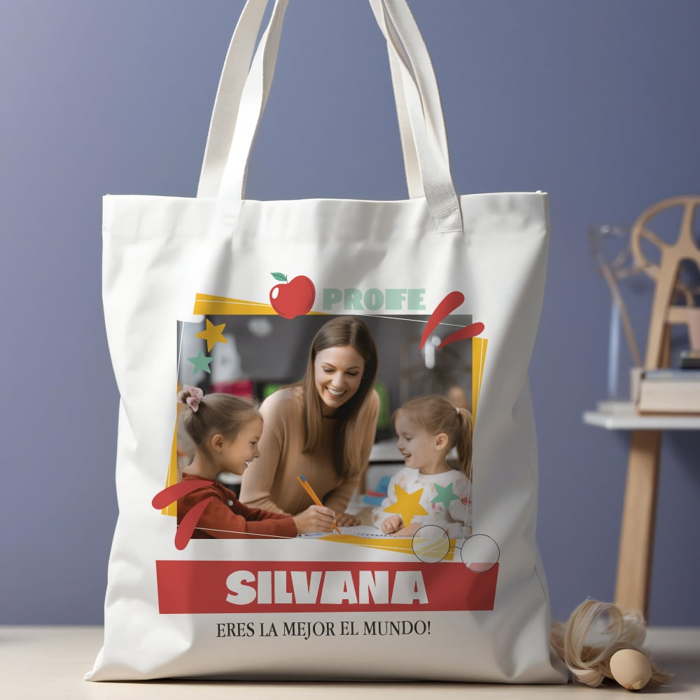 Tote Bag con Foto y Texto personalizada